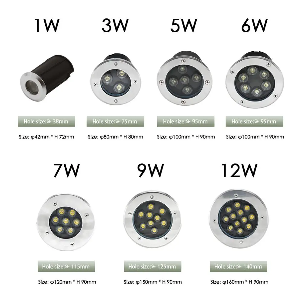 Светодиодный AC85 265V подземный свет IP68 RGB Открытый из нержавеющей стали