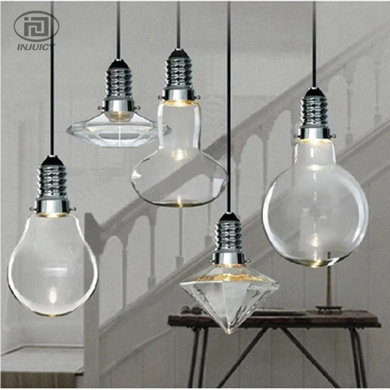 

Loft Industrial Diamond-Shape Glass LED Pendant Lamps Retro Restaurant Cafe Edison Store Hall Pendant Hanging Light Droplight