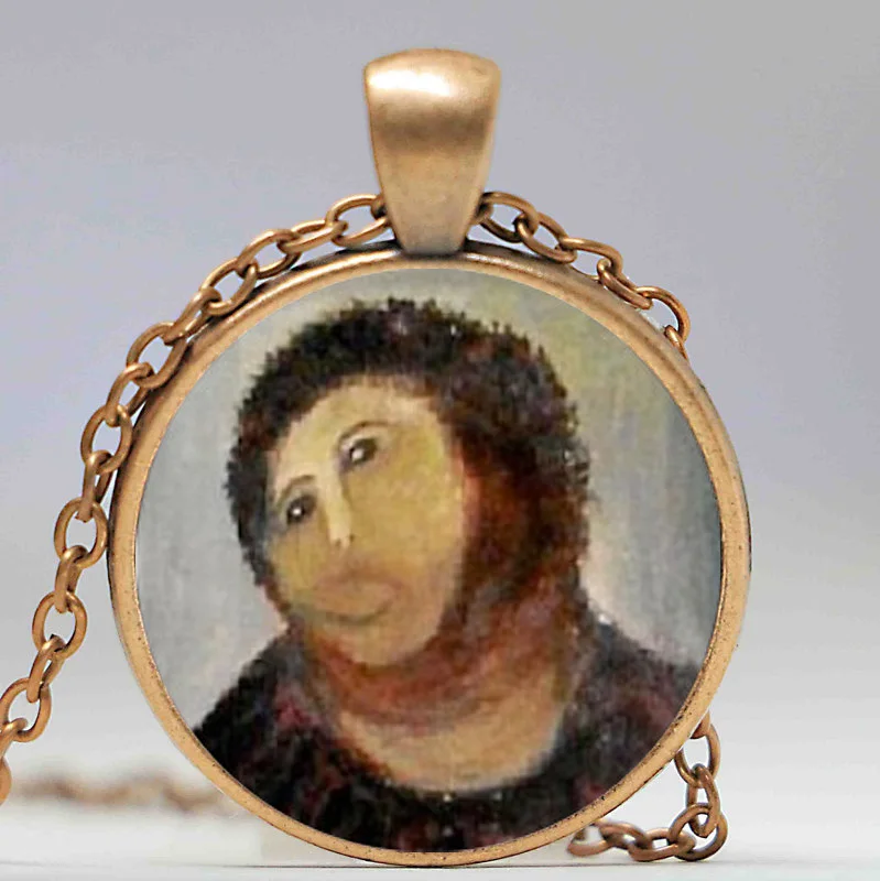 Кулон из стекла с кабошоном и изображением Иисуса|cabochon pendant|jesus face pendantface pendant |