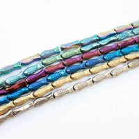 1 strandlot bright silver color hematite loose beads goldrainbow fish shape diy jewelry making beads for bracelet rhlb1040