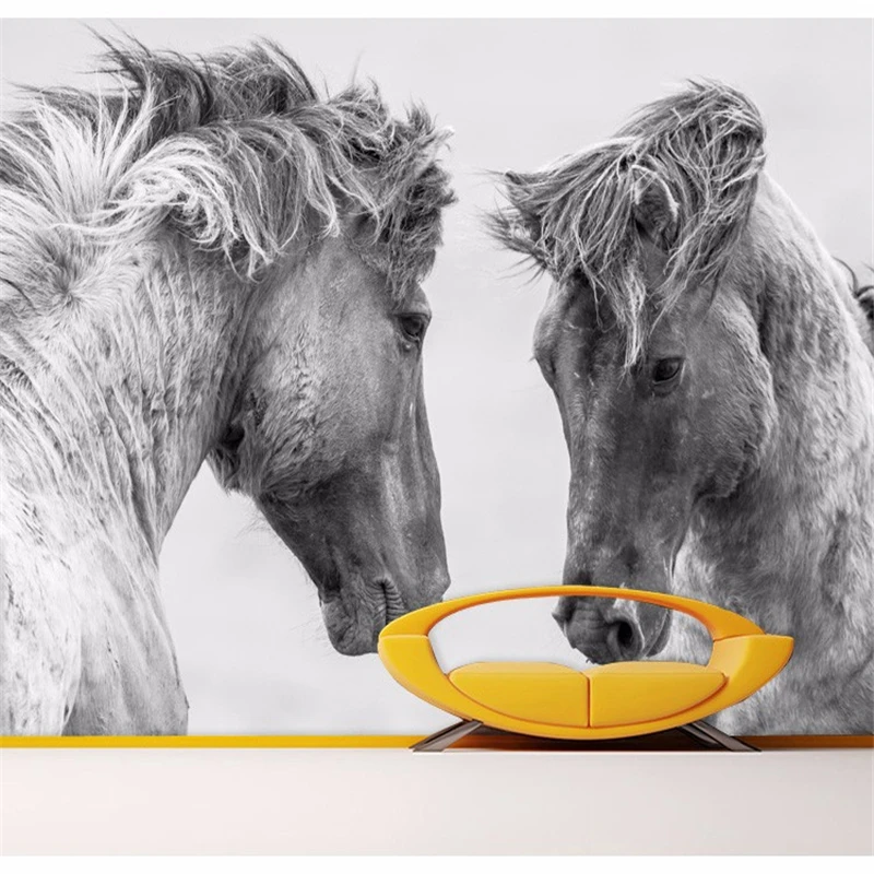 3d фотообои для гостиной с изображением лошади большого размера ТВ дивана спальни