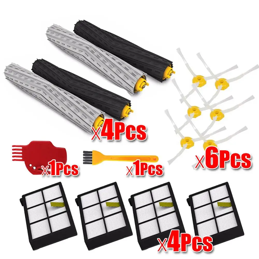 16Pcs 3 компл. Кисточки+ 1 шт. Пластик Bump Газа комплект для IROBOT Roomba 800 серии 900 870 880 980 Пылесосы для автомобиля робот Запчасти без Фильтр HEPA - Цвет: 16Pcs
