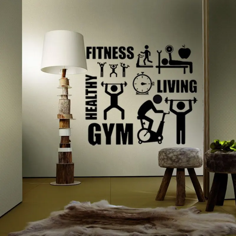 Тренажерный зал здоровый Wall Art Фитнес украшения комнаты Спортивная Наклейка на