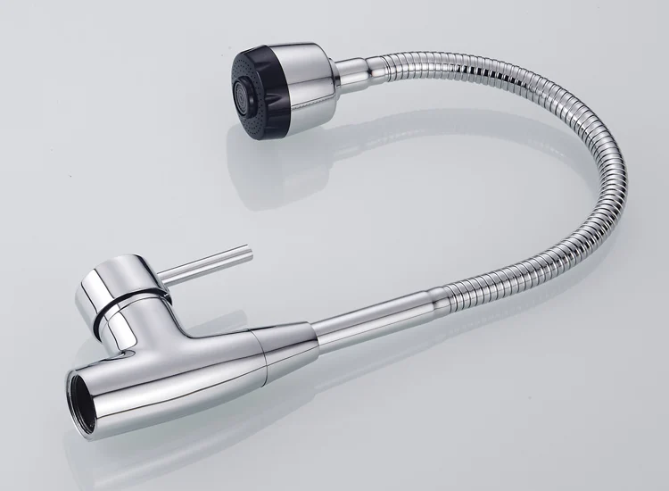 

Gangao 360 Degree Swivel Modern Hot and Cold Mixer Single Handle Brushed Steel Kitchen Faucet brass, Easy Installation 2265