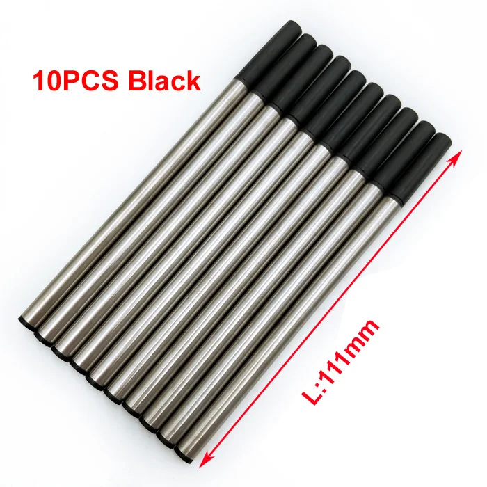 10 PCS black refills Yushun роскошный бренд металлический круглый ролик ручка для бизнес письма подарок Офисные принадлежности - Цвет: 10 PCS black refills
