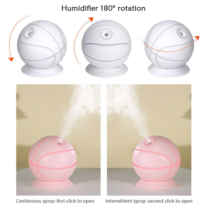 240ML Creative Basketball Humidifier Ultrasonic Mini Aromatherapy Diffuser with LED Night Light for Home Car USB Air | Дом и сад