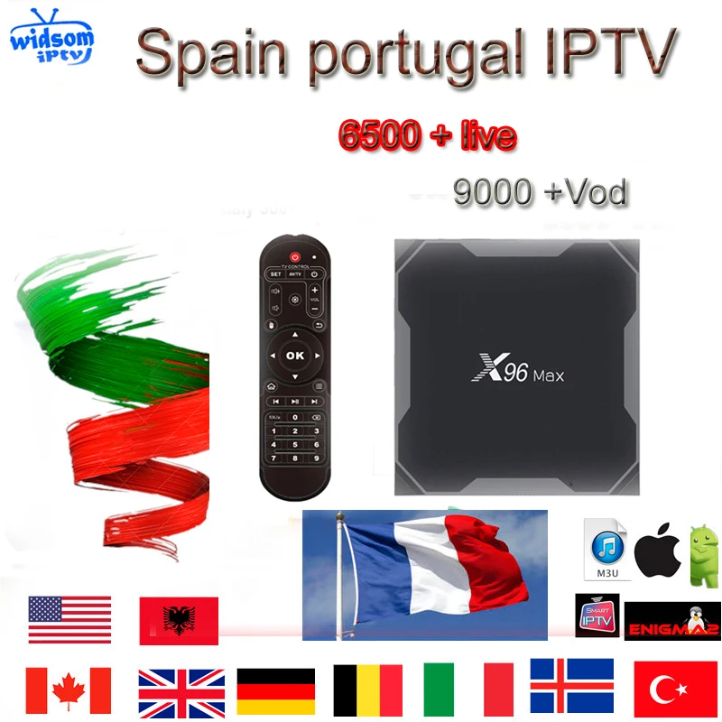 X96MAX Android TV 1 год Испания IP испанский канал M3u Abonnement Ip tv Великобритания Италия