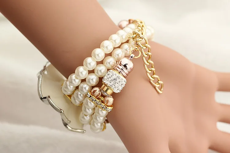 Горячие продажи роскошный с смолы белый жемчужный браслет цветок подвеска