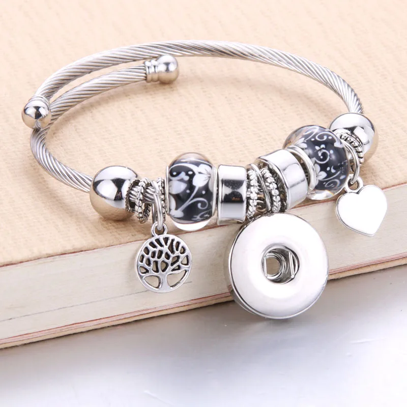 Модные эластичные металлические браслеты-обручи с бусинами и оснасткой размер 18