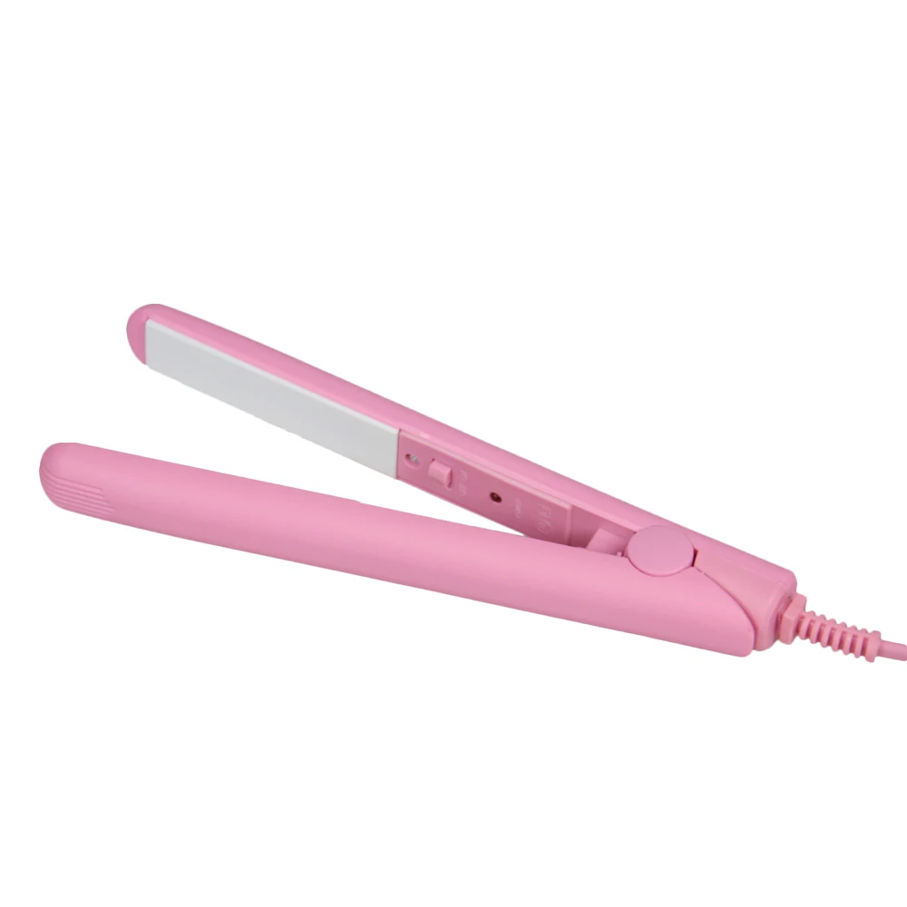 

Mini Hair Straightening Iron Pink Ceramic Straightener Flat Iron Styling Tools With US EU AU Plug Adapter