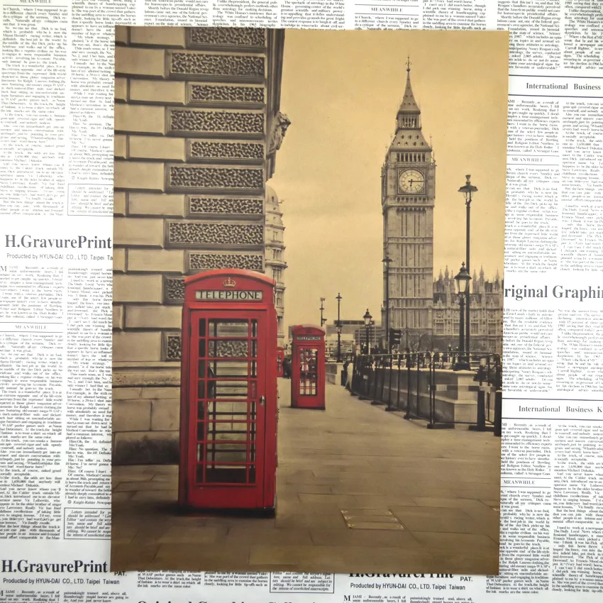 Big Ben телефонная будка Ретро постеры из крафт-бумаги настенные наклейки декор