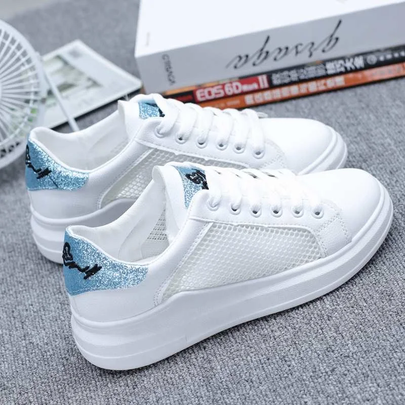 Women Sneakers 2019 Fashion Hollow Breathable Vulcanized Shoes Pu leather Lace up student White shoes casual | Обувь