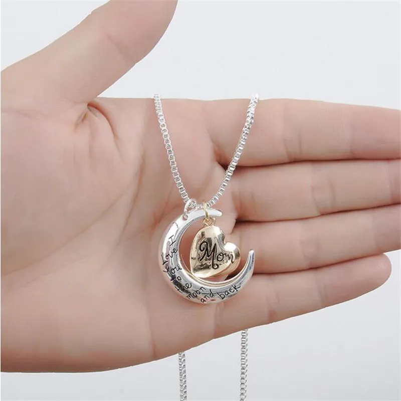Ожерелье с подвеской I Love You To The Moon And Back двухцветное Золотое и серебряное ожерелье