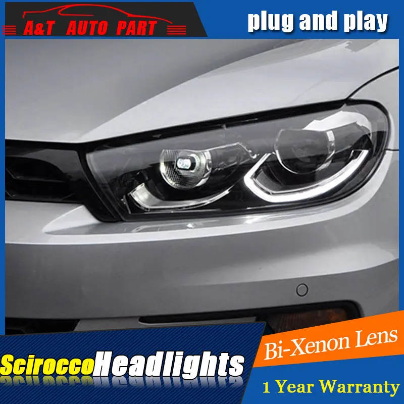 Светодиодный головной фонарь для VW Scirocco 1 4 T 2 0 2009 2017 H7 hid Биксеноновая линза angel eye