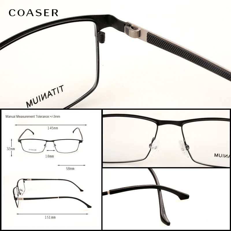 Большие титановые квадратные очки, оправа, широкие очки gafas, оптические очки, подходят для близорукости, прозрачные очки для мужчин, очки для глаз