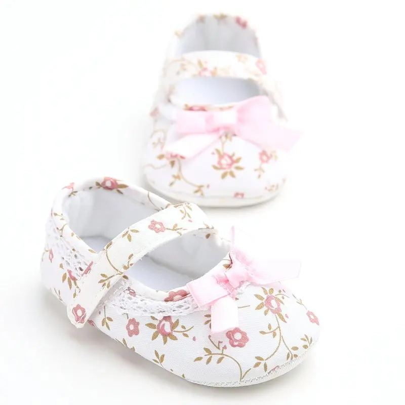 Mary Jane Ballet Dress Baby Toddler First Walkers Crib Floral Soft Soled Anti-Slip Shoes Infant Newborn Girls Princess |