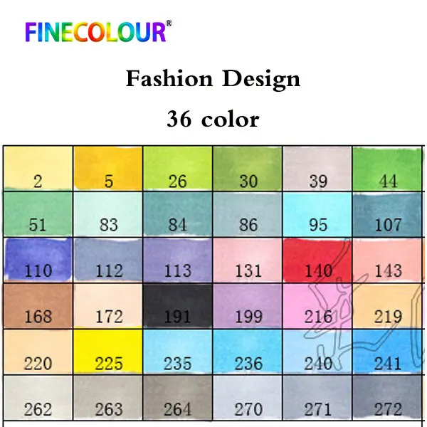 Finecolour профессиональный Перманентный маркер для рисования на спиртовой основе с кляксами для Manga маркер для рисования 24/36/48/60/72 маркер для рисования набор - Цвет: picture colors