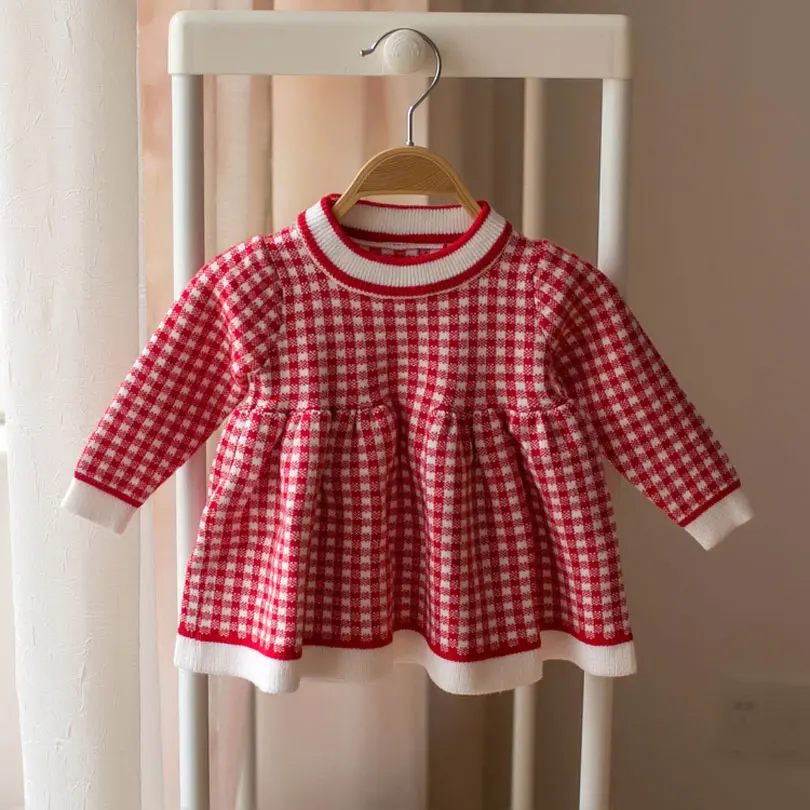 Winter Dress Baby Girl Infant Dresses Children's Clothes Long Sleeve Full Plaid Toddler Newborn Girls For 0-4 Years | Детская одежда