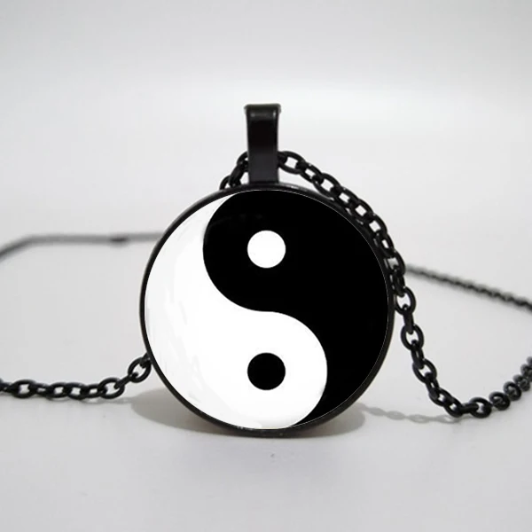 Винтажное ожерелье с подвеской Инь Янь татуировкой серебряная цепочка ручной
