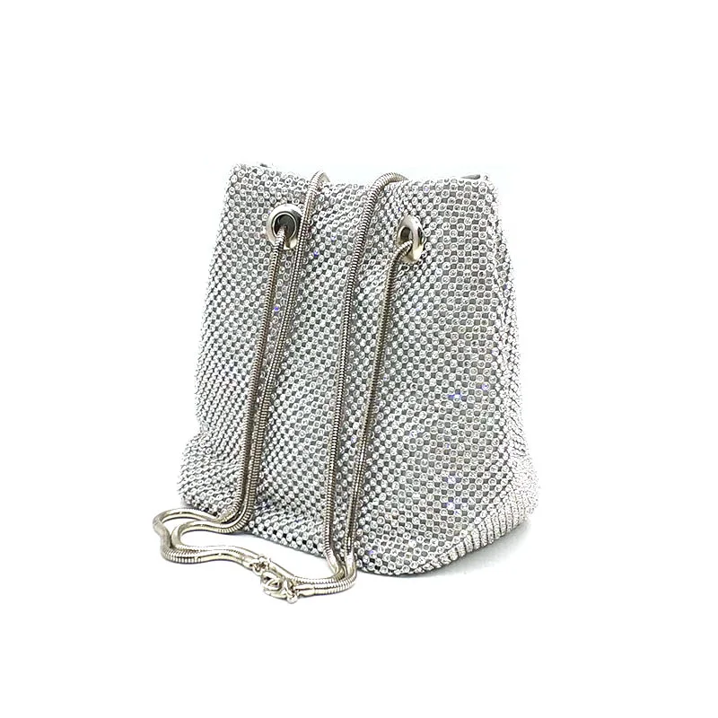 Silver clutch Качественная Повседневная модная женская вечерняя сумка через плечо, сумочка с кристаллами, блестящий кошелек с бриллиантами, свадебная сумка для невесты - Цвет: Silver clutch