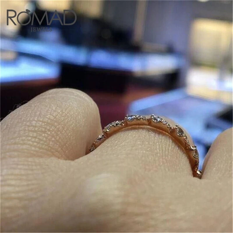Romad прозрачное кольцо из кубического циркона, золотистого цвета, модное хрустальное свадебное украшение, помолвочное кольцо, небольшое для женщин, R4 on.