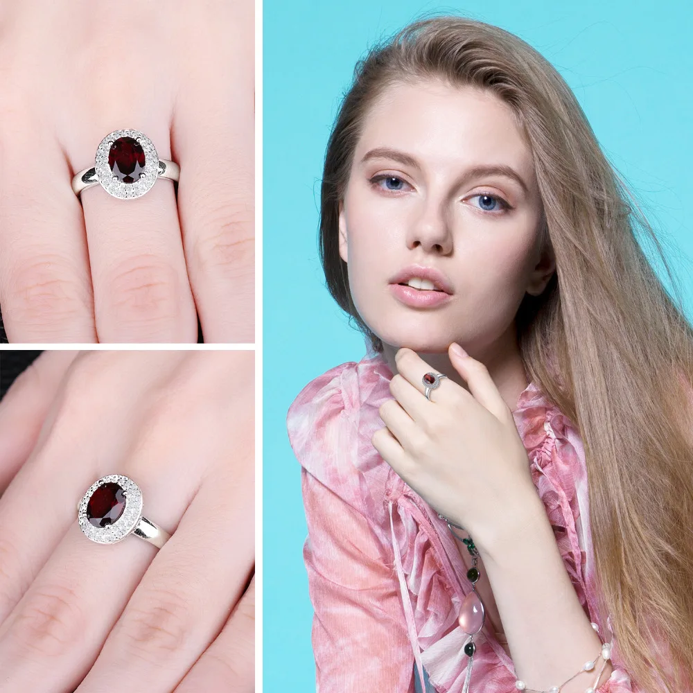 JewelryPalace классический 1.9ct натуральный красный гранат Halo Юбилей Обручение кольцо