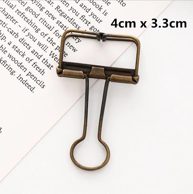 4cm x 3.3cm bronze 5 шт. креативный Корейский Металлический Зажим Для Бумаги Закладка скрепка для бумаг зажим для Bullet Journal фото сообщение билета документ биндеры канцелярские - Цвет: 4cm x 3.3cm bronze