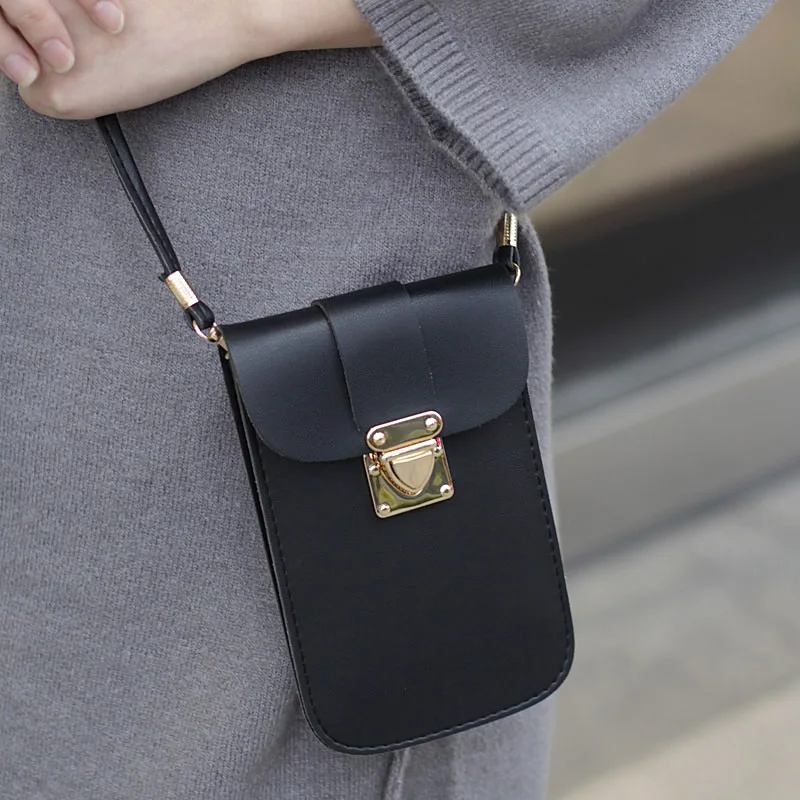 Корейская версия ретро PU кожаная сумка на плечо простая модная Пряжка маленькая