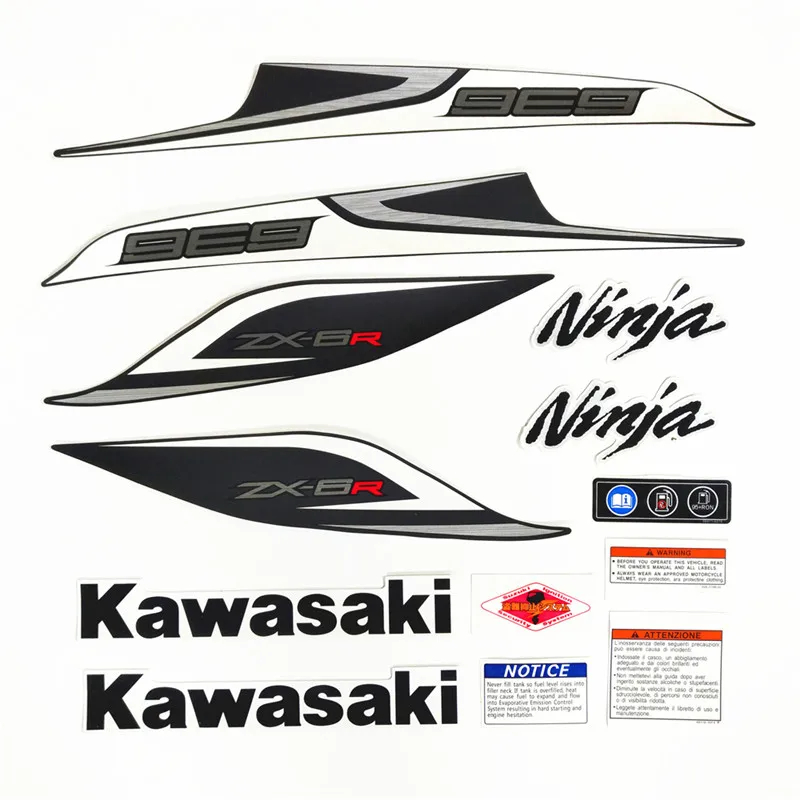 Черный Мотоцикл для Kawasaki NinjaZX6R 13 Ninja ZX 6R 2013 ZX6R стикер обтекатель комплект аппликация Высокое качество весь автомобиль наклейка - Цвет: Черный