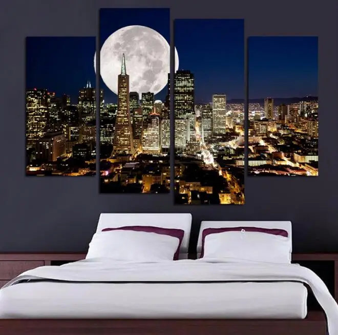 4 Панели Unframed Пейзаж Маслом Дешевые Холст Стены Искусства Висит Картина