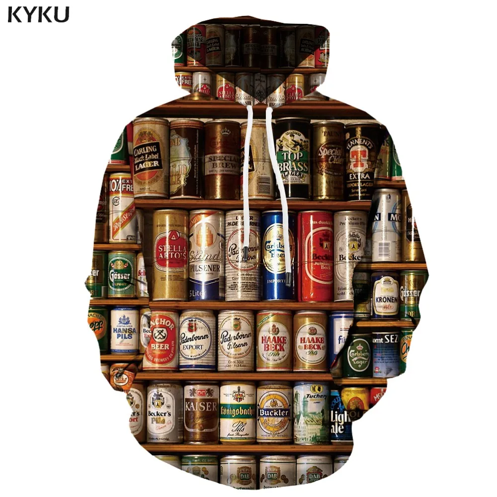 3d толстовки с пивом Мужская металлическая толстовка капюшоном аниме Харадзюку