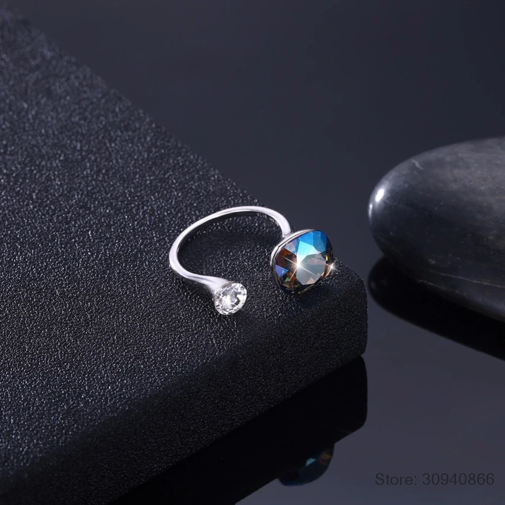LEKANI кристаллы от кольца swarovski 925 индивидуальные бриллиантовые шипованные кольца из стерлингового серебра женские многоцветные простые кольца подарок