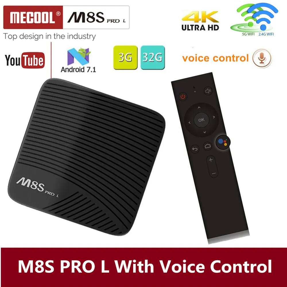 Mecool M8S PRO L 4K ТВ приставка Android 7 1 Смарт 3 Гб 16 Amlogic S912 cortex a53 cpu Bluetooth 4 + HS с голосовым