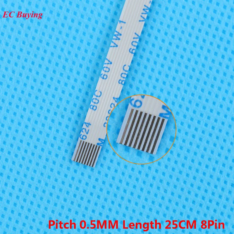 5 шт. FFC 250 мм 8Pin Гибкий плоский кабель 8 Pin ленточный обратное направление 0 Шаг 25 см
