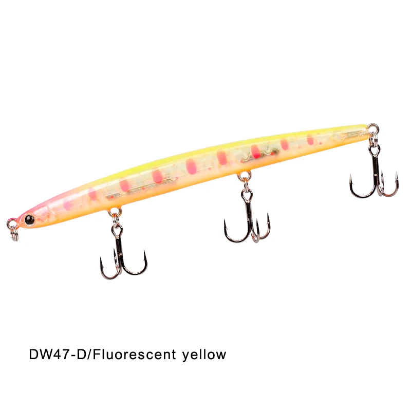 Fluorescent yellow TSURINOYA DW47 Тонущая приманка для рыбалки карандаш 12 г 110 мм приманки тройные Крючки тонкая жесткая искусственная приманка рыболовные приманки воблер - Цвет: Fluorescent yellow