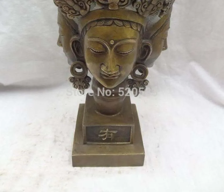 ZSR 14 &quotтибет Бронзовый Буддийский 4 Кван-Инь Голову Тара Богиня Статуя Будды