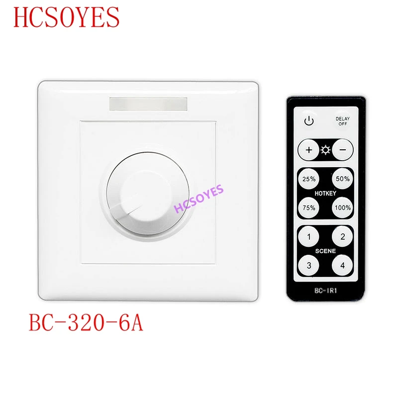 BC 320 6A DC12V 48V диммер CV светодиодный Поворотный Светодиодный настенный регулятор