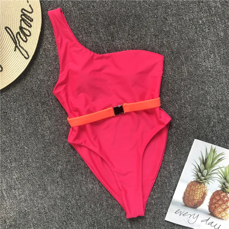 Maillot De Bain Badpak купальник женский сексуальный однотонный Цельный купальник металлический купальник с поясом Купальник для женщин