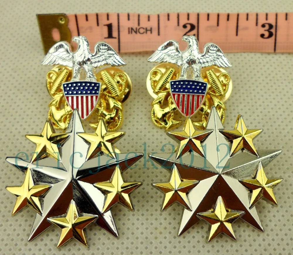 Американский военно морской флот Шесть звезд знак Insignia значок с орлом наплечным