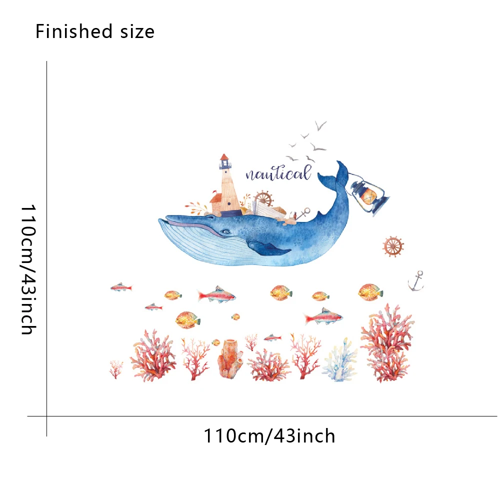 Творческий мультфильм Дельфин Маяк детская комната ванная задний фон Декор