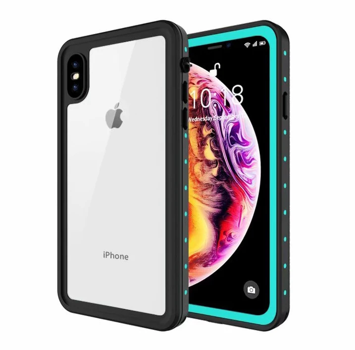 Grass Blue Чехол для iPhone XS Max с защитой от снега, водонепроницаемая прозрачная задняя крышка для iPhone Xs Xr с браслетом - Цвет: Grass Blue