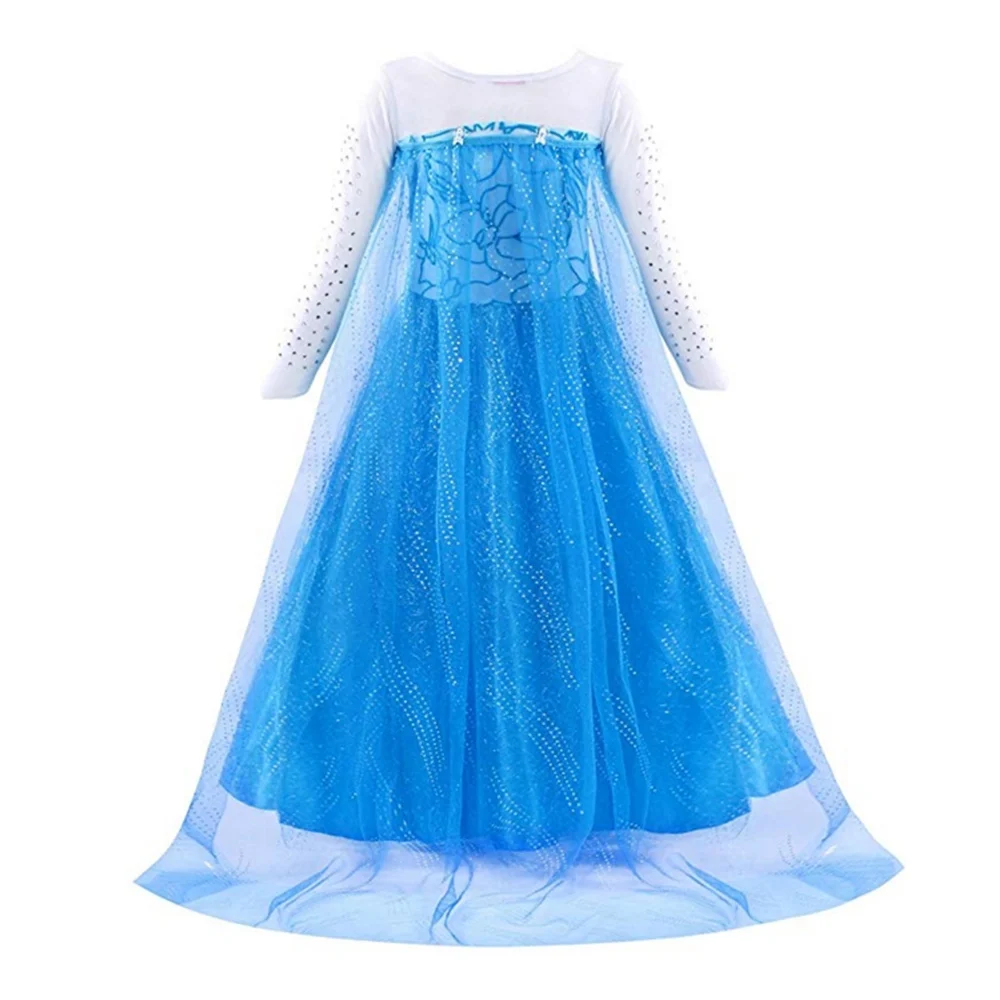Elsa Dress up Clothing Long Sleeve Snow Queen Girls Costume Children Halloween Cosplay Party Gown With Hair | Детская одежда и