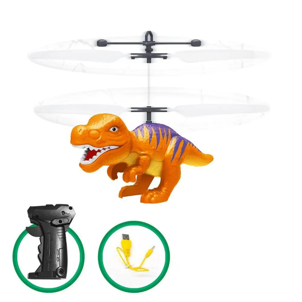 Orange Электрический RC Летающие игрушки Инфракрасный Сенсор в натуральную величину модель динозавра вертолет светодиодный вспышка освещение зарядка через usb маленький RC игрушки для детей - Цвет: Orange