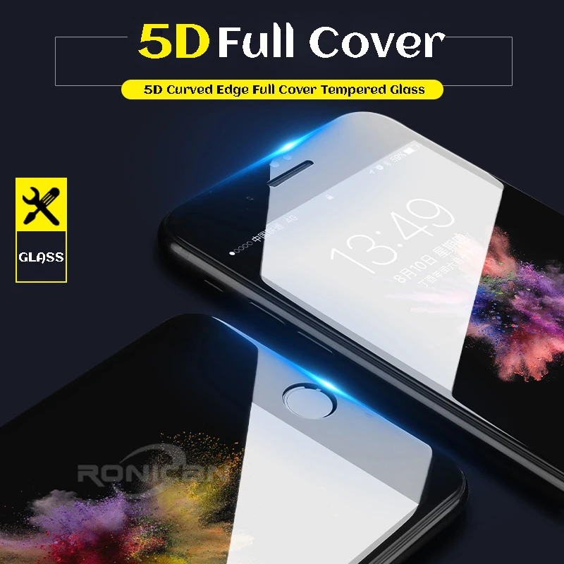 5D защитное закаленное стекло с изогнутыми краями для iPhone 6 твердость 9H 7 6s 8 Plus