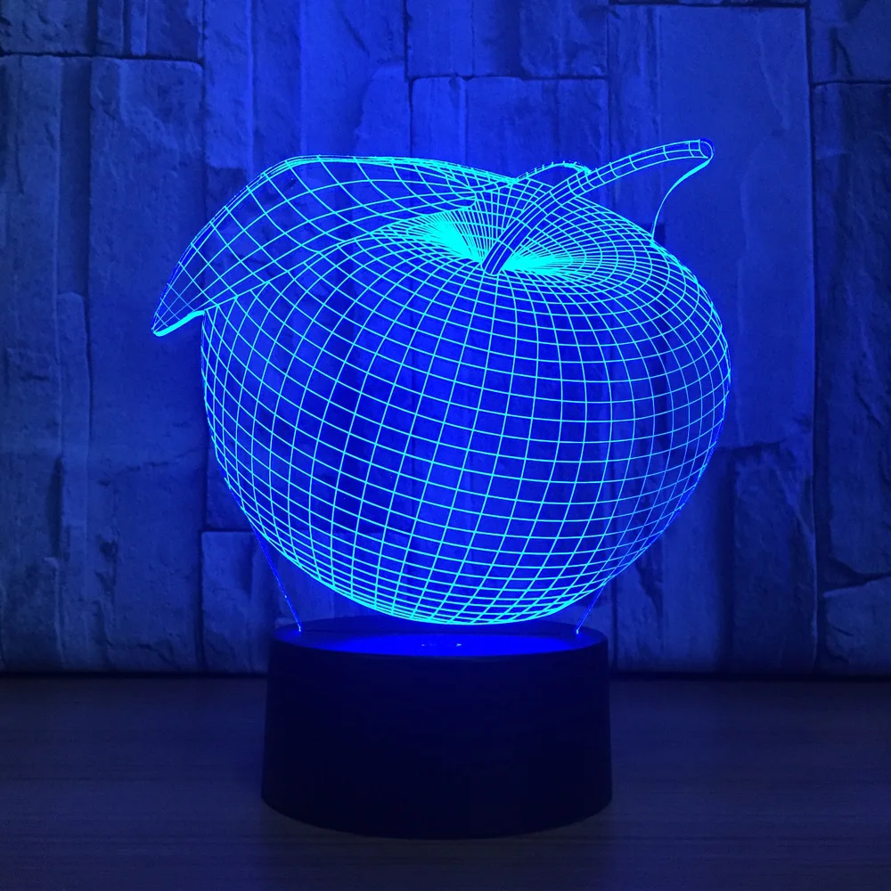 Креативный светильник Apple Fruit семь цветов Usb сенсорный акриловый светодиодный