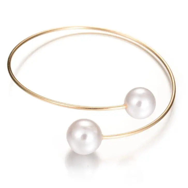 Женский браслет на запястье Простой Двойной Искусственный Жемчужный шар с