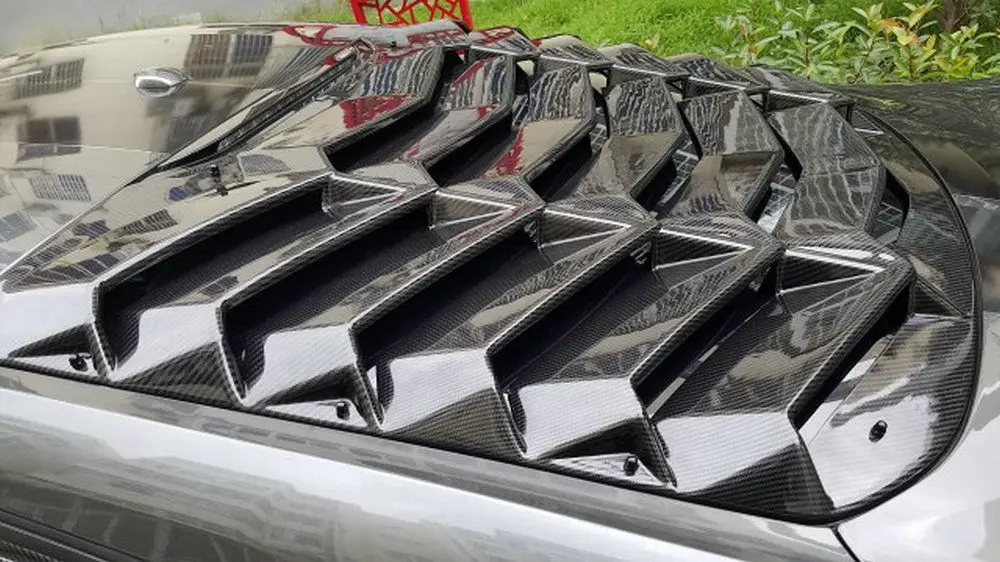 АБС/карбоновое волокно, накладка на заднее лобовое стекло для Ford Mustang, бодик, оконные жалюзи, гоночная отделка, автозапчасти, оконное отверстие
