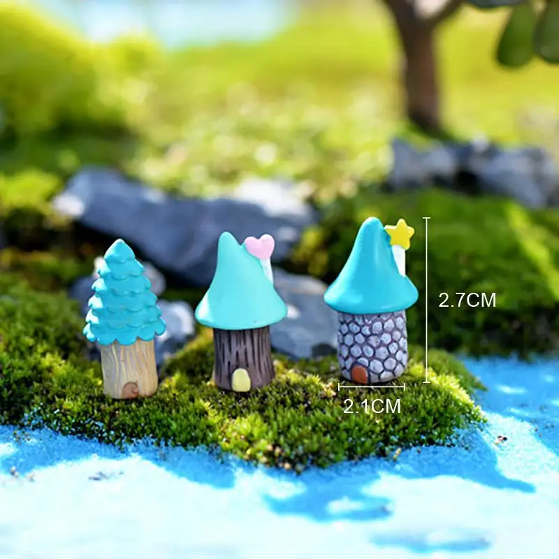 Мини-Декорации для пейзажа изделия из смолы мультяшное дерево дом сделай сам