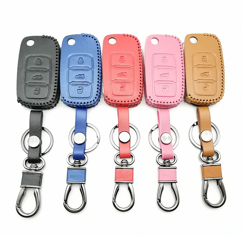 Кожаный чехол для ключей Volkswagen Polo Passat b5 Golf 4 5 6 Mk6 Tiguan Gol CrossFox Plus Eos Scirocco Beet 3