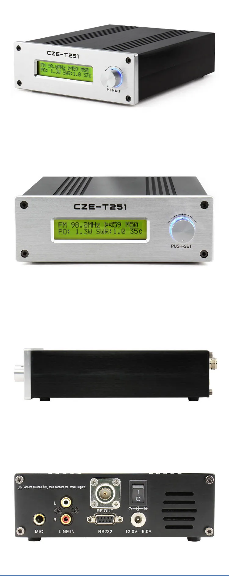Профессиональный CZE-T251 0-25 Вт регулируемый FM стерео передатчик вещания радиостанции разъем NJ